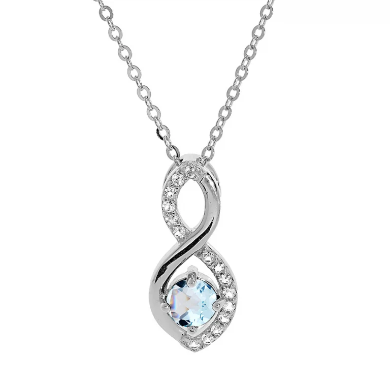 Collier infini à topaze bleue véritable et oxydes blancs – Argent 925 rhodié | Azuline