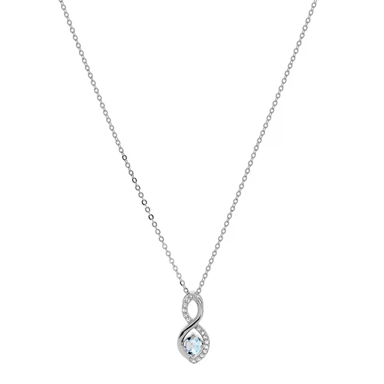 Collier infini à topaze bleue véritable et oxydes blancs – Argent 925 rhodié | Azuline