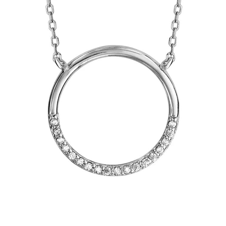 Collier grand cercle serti en partie basse – Argent 925 rhodié | Azuline
