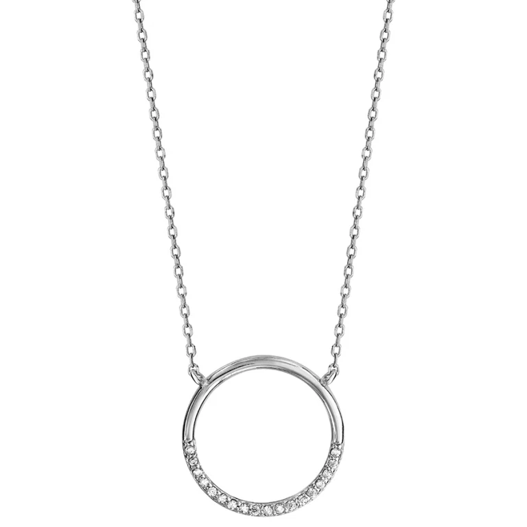 Collier grand cercle serti en partie basse – Argent 925 rhodié | Azuline
