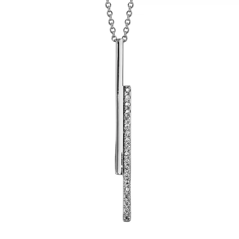 Collier cravate serti d’oxydes blancs grand modèle – Argent 925 rhodié | Azuline