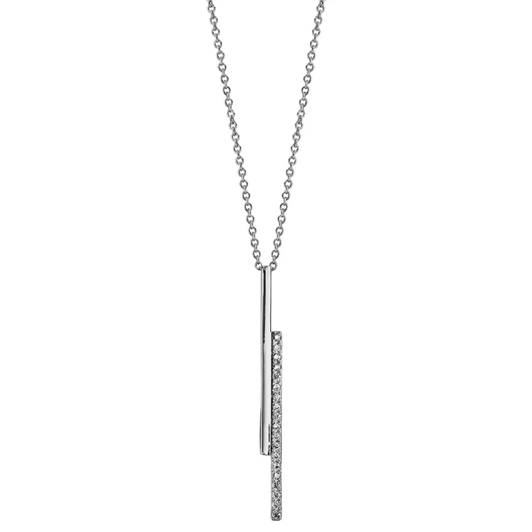 Collier cravate serti d’oxydes blancs grand modèle – Argent 925 rhodié | Azuline