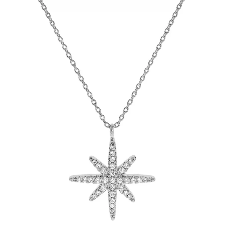 Collier étoile serti d’oxydes – Argent 925 rhodié | Azuline