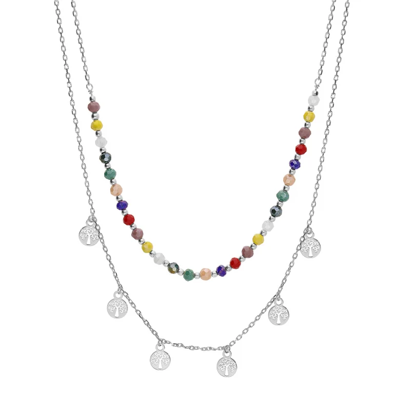 Collier pampilles à synthétique facettée – Argent 925 rhodié | Azuline