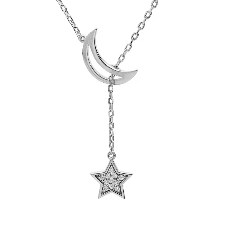 Collier pampille serti d’oxydes blancs – Argent 925 rhodié | Azuline