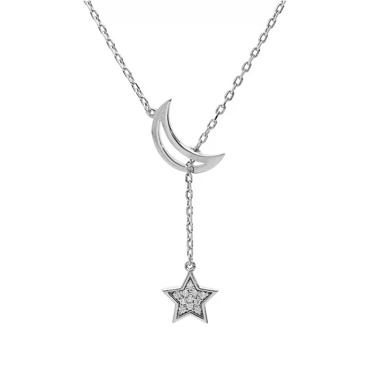 Collier pampille serti d’oxydes blancs – Argent 925 rhodié | Azuline