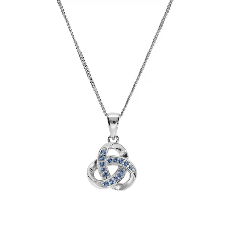 Collier nœud serti d’oxydes bleu ciel – Argent 925 rhodié | Azuline