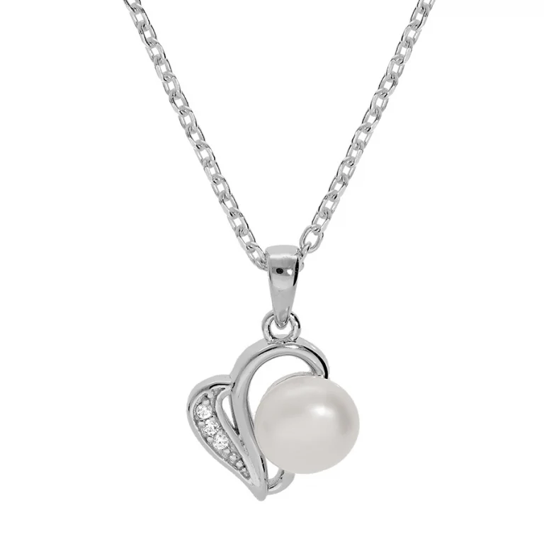 Collier perle de culture 8 mm et oxydes blancs – Argent 925 rhodié | Azuline
