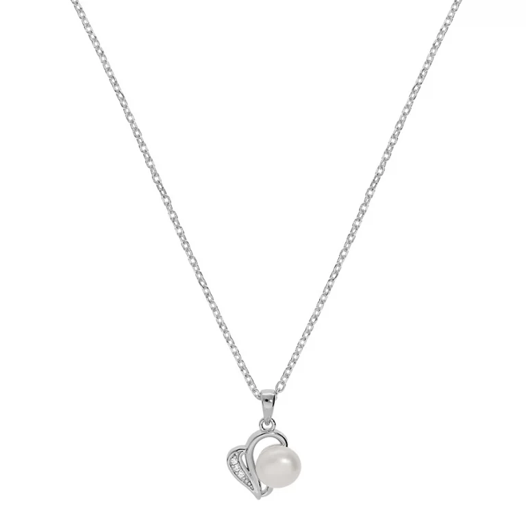 Collier perle de culture 8 mm et oxydes blancs – Argent 925 rhodié | Azuline