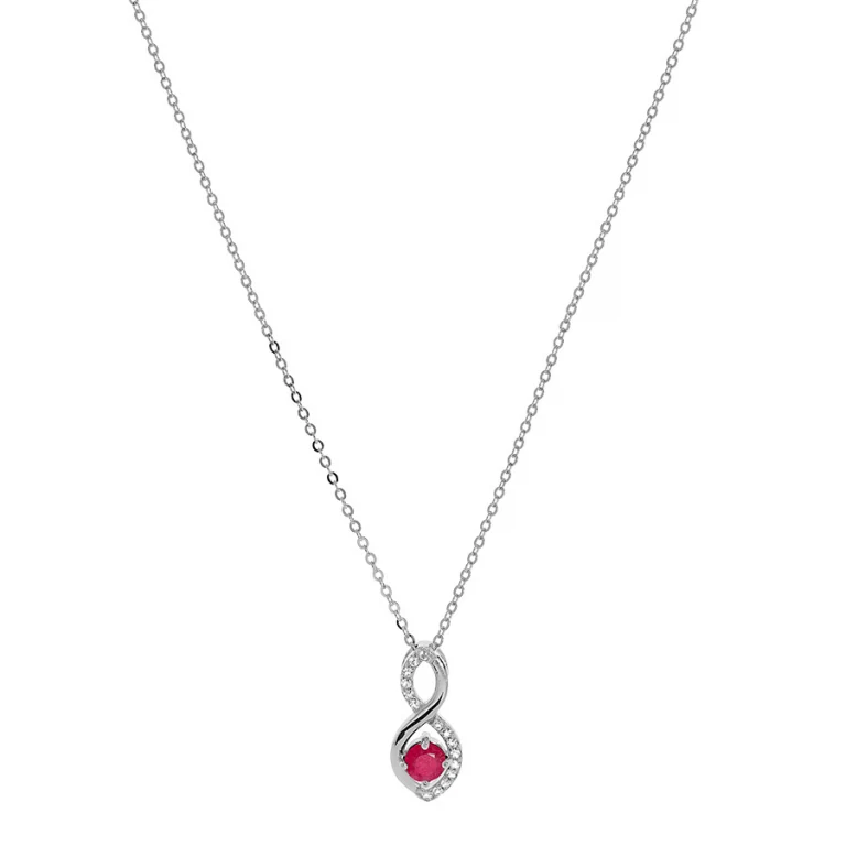 Collier infini serti d’oxydes rouges et blancs – Argent 925 rhodié | Azuline