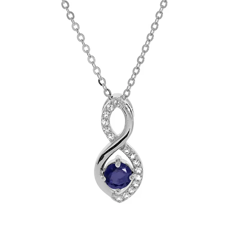 Collier infini serti d’oxydes bleus et blancs – Argent 925 rhodié | Azuline