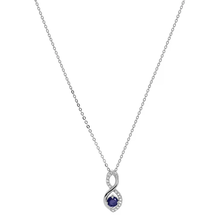 Collier infini serti d’oxydes bleus et blancs – Argent 925 rhodié | Azuline