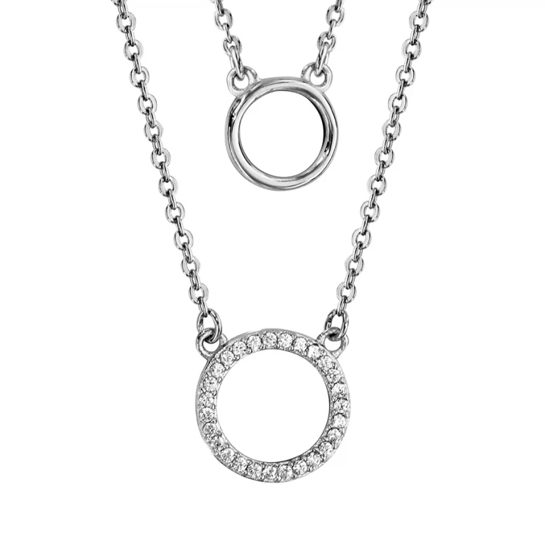 Collier cercle serti d’oxydes blancs double rang – Argent 925 rhodié | Azuline