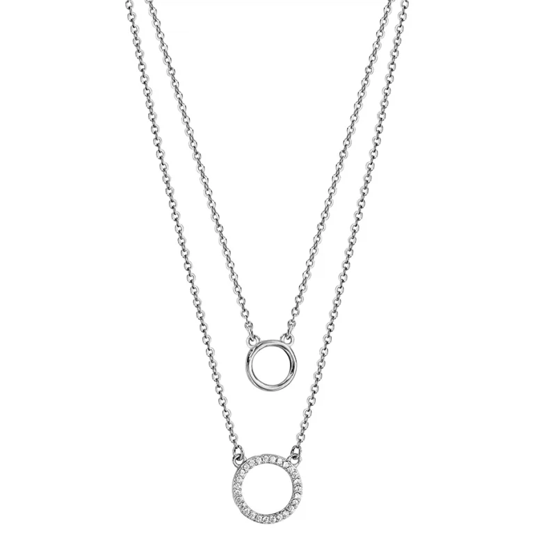 Collier cercle serti d’oxydes blancs double rang – Argent 925 rhodié | Azuline