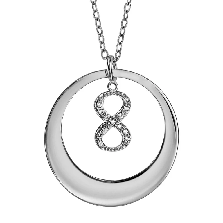 Collier rondelle à motif infini serti – Argent 925 rhodié | Azuline