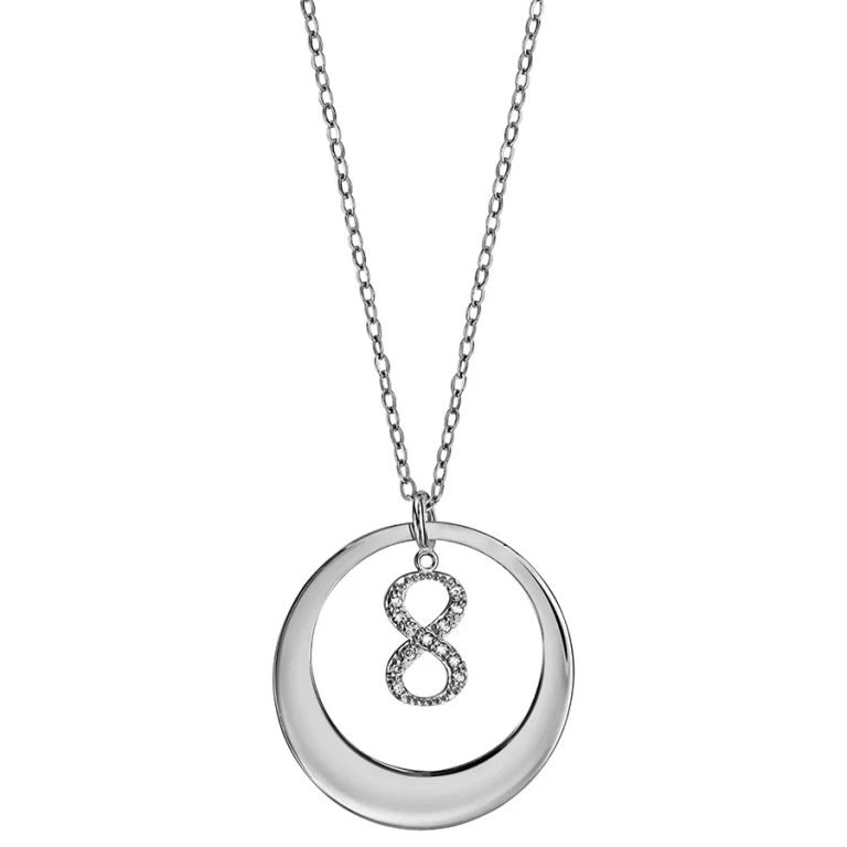 Collier rondelle à motif infini serti – Argent 925 rhodié | Azuline