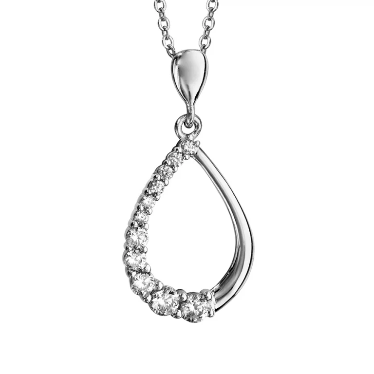 Collier goutte ajourée sertie sur un côté – Argent 925 rhodié | Azuline