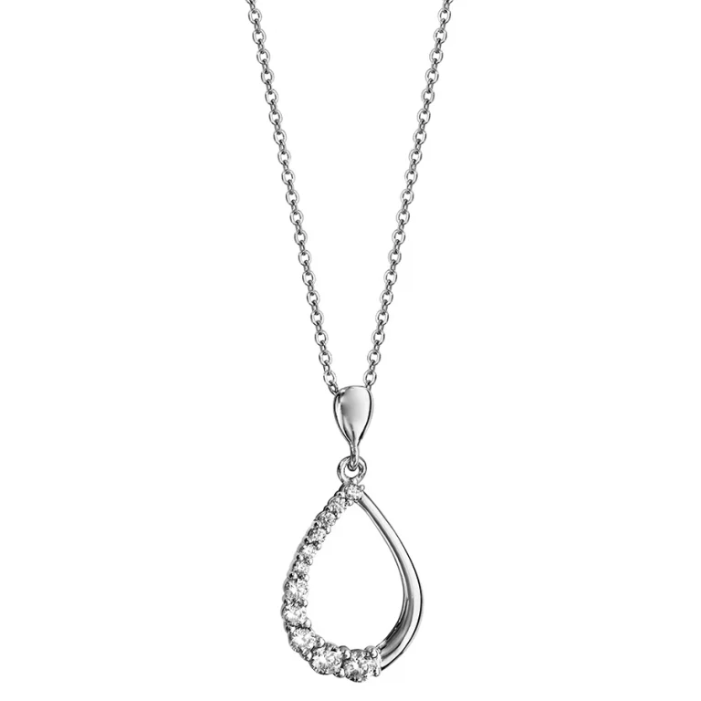Collier goutte ajourée sertie sur un côté – Argent 925 rhodié | Azuline