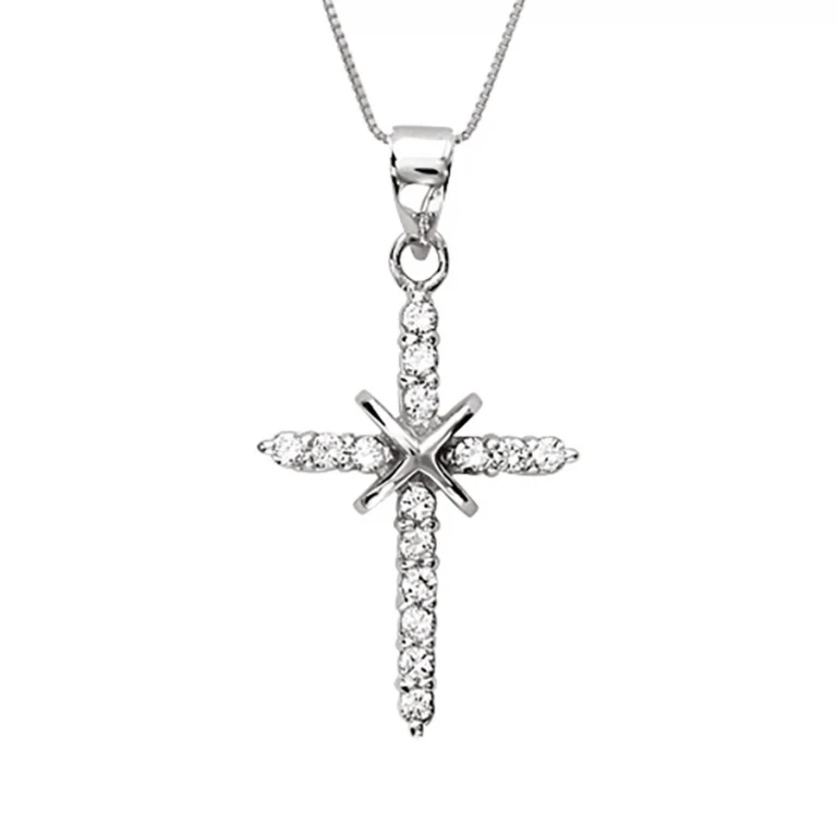Collier croix à pierres blanches synthétiques – Argent 925 rhodié | Azuline
