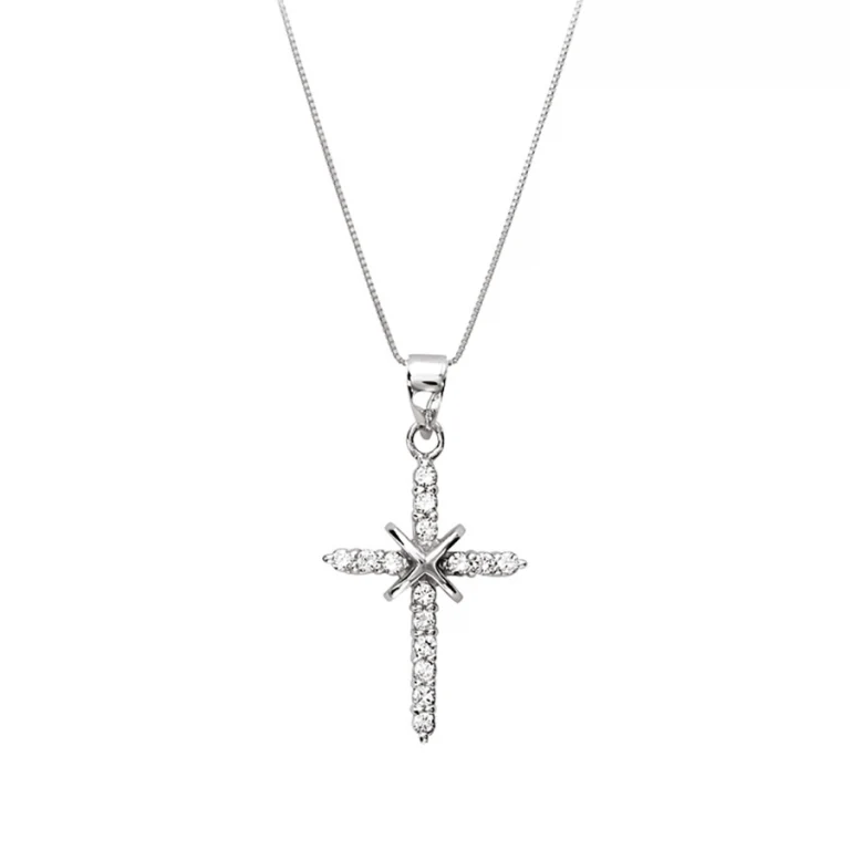 Collier croix à pierres blanches synthétiques – Argent 925 rhodié | Azuline