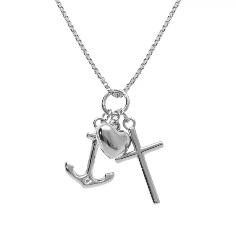 Collier croix ancre cœur – Argent 925 rhodié | Azuline
