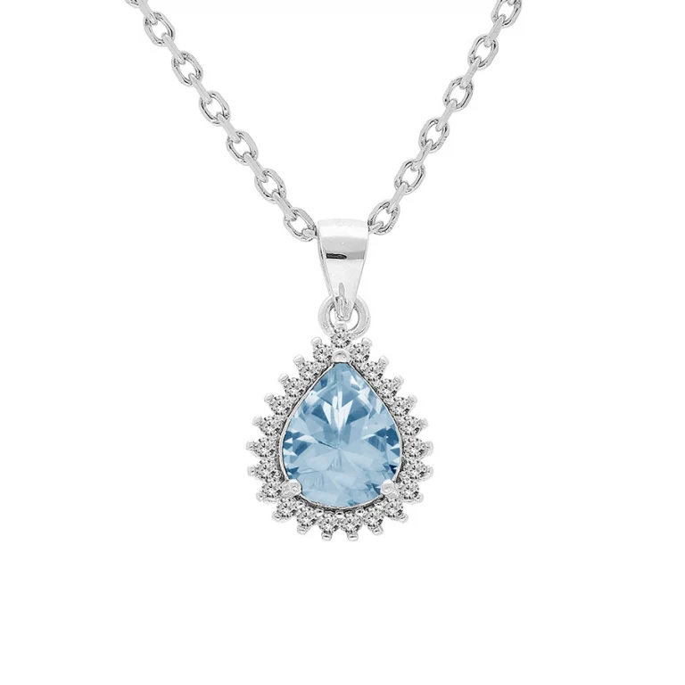 Collier goutte à topaze bleue véritable – Argent 925 rhodié | Azuline