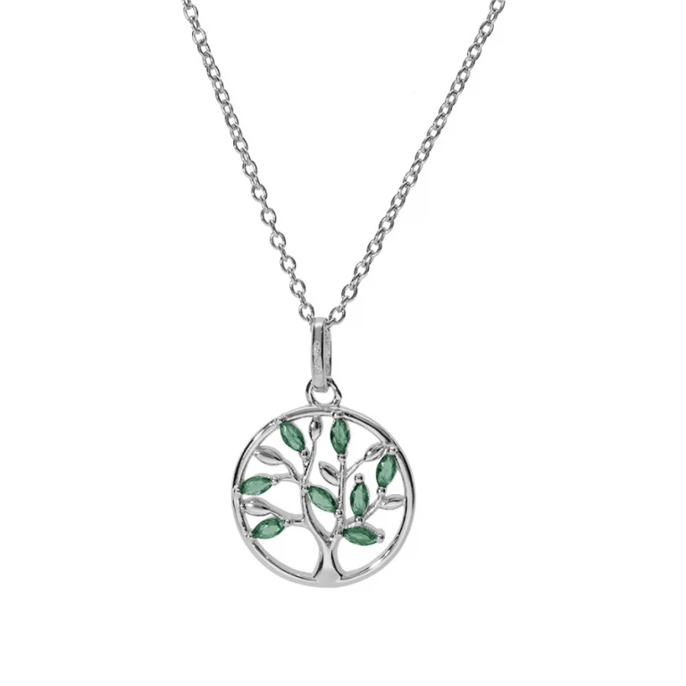 Collier cercle serti d’oxydes verts – Argent 925 rhodié | Azuline