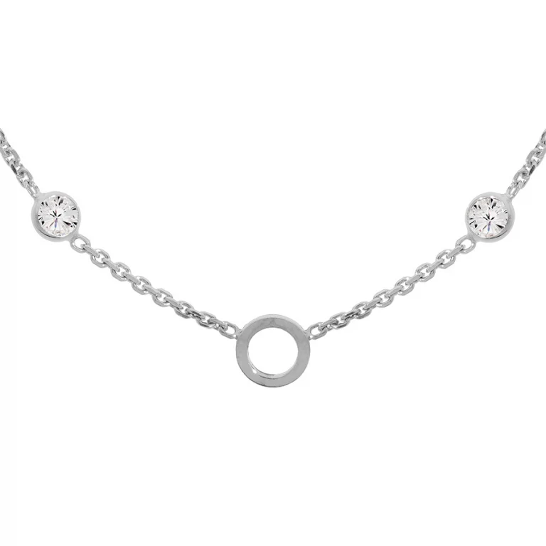 Collier cercles ponctués d’oxydes blancs – Argent 925 rhodié | Azuline