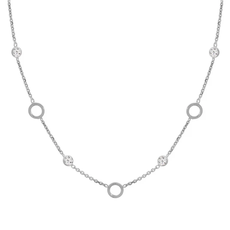 Collier cercles ponctués d’oxydes blancs – Argent 925 rhodié | Azuline