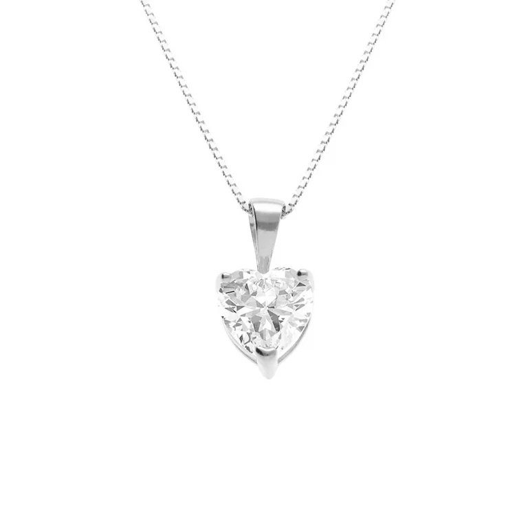 Collier cœur à oxyde blanc grand modèle – Argent 925 rhodié | Azuline