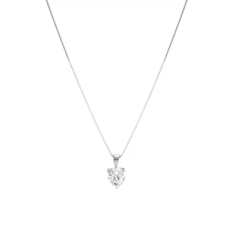 Collier cœur à oxyde blanc grand modèle – Argent 925 rhodié | Azuline