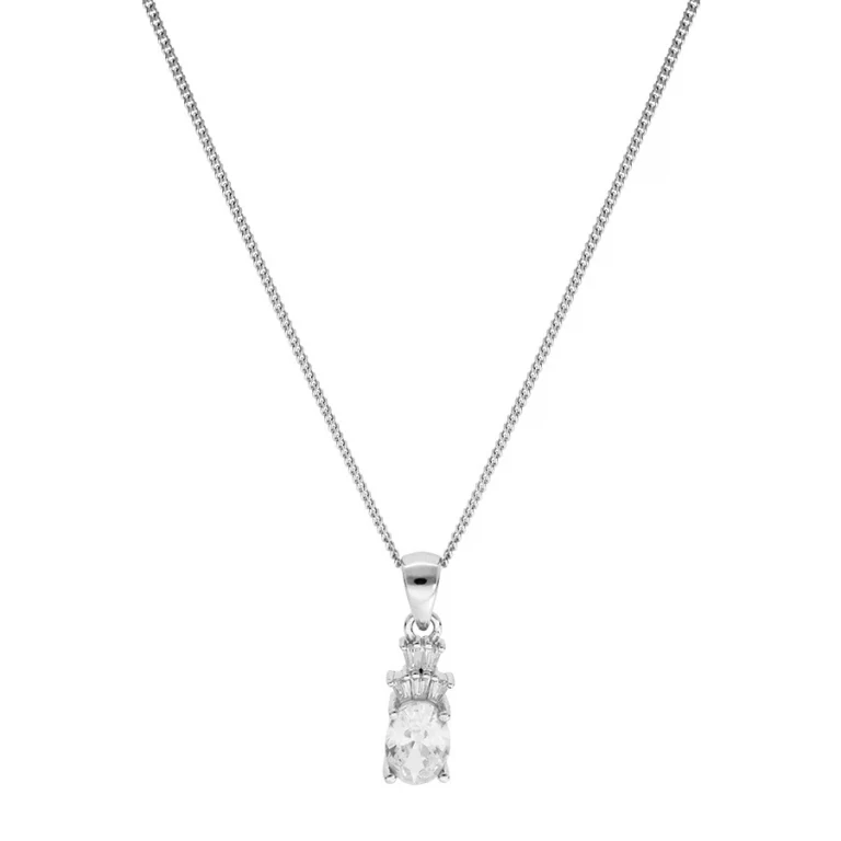 Collier pendentif serti d’oxydes blancs – Argent 925 rhodié | Azuline