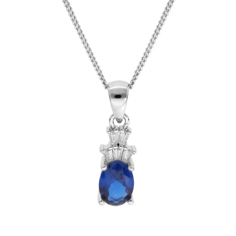 Collier pendentif serti d’oxydes blancs et bleu foncé – Argent 925 rhodié | Azuline