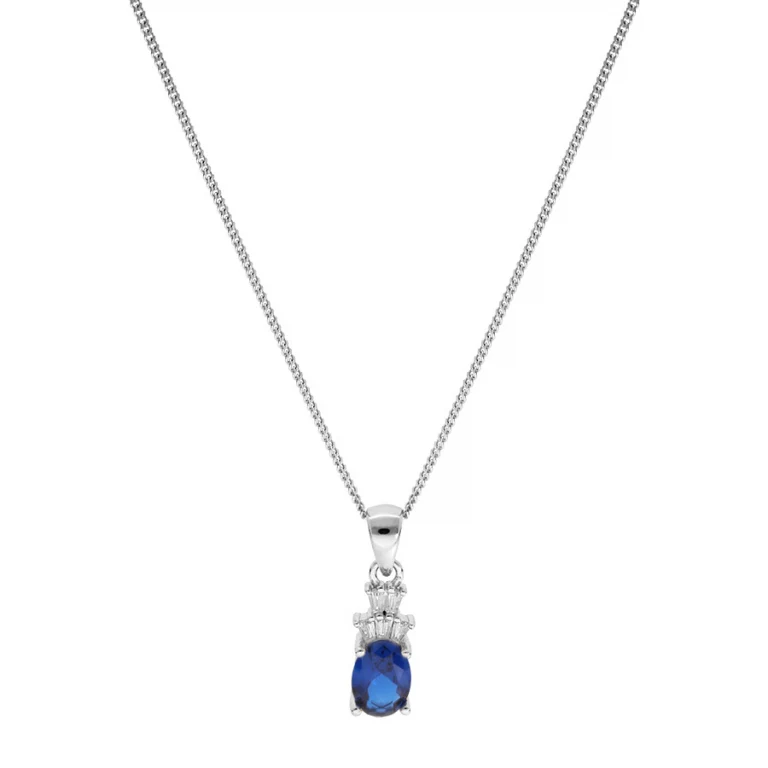 Collier pendentif serti d’oxydes blancs et bleu foncé – Argent 925 rhodié | Azuline