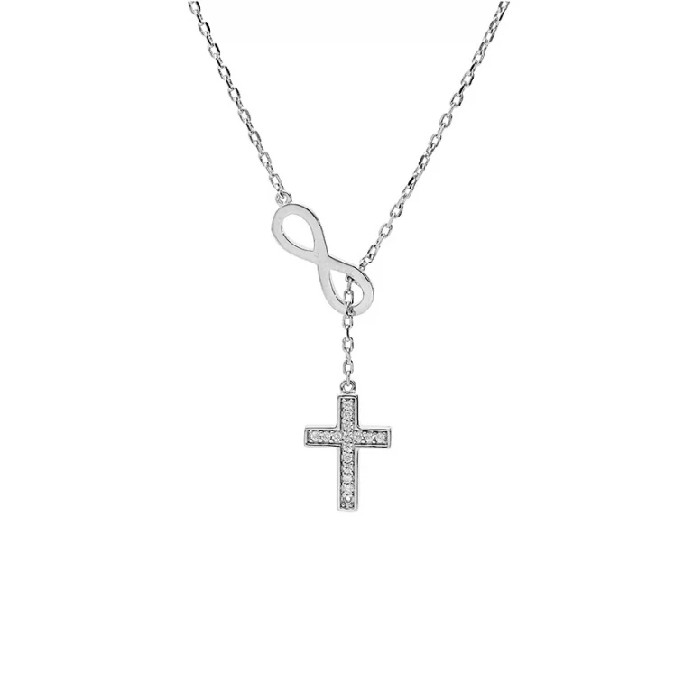 Collier infini croix – Argent 925 rhodié | Azuline