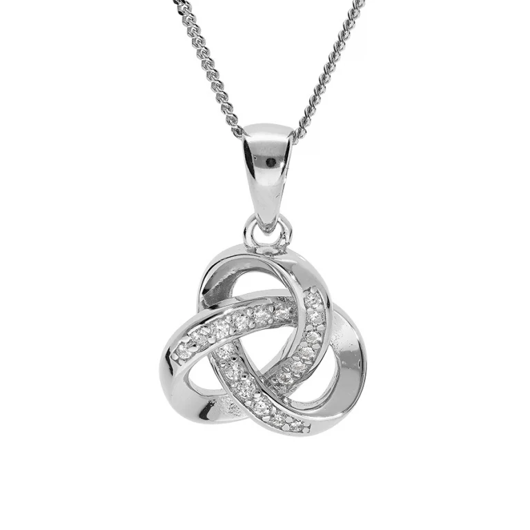 Collier nœud serti d’oxydes blancs – Argent 925 rhodié | Azuline