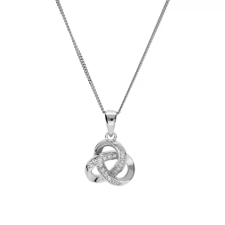 Collier nœud serti d’oxydes blancs – Argent 925 rhodié | Azuline