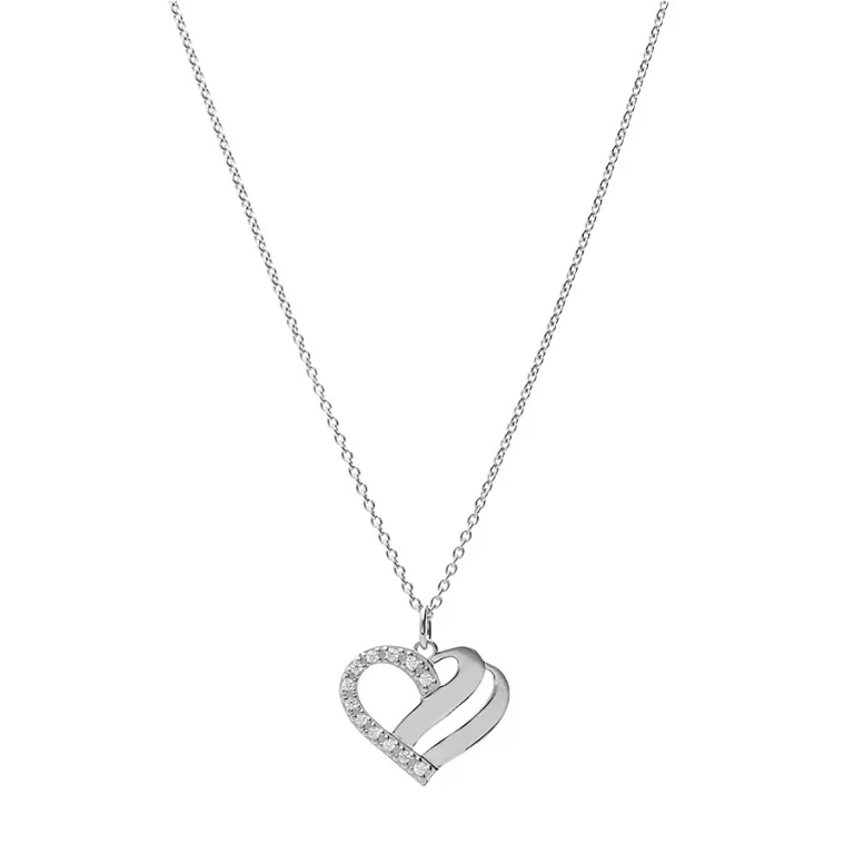 Collier cœur serti d’oxydes à graver – Argent 925 rhodié | Azuline