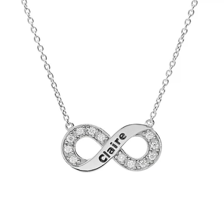 Collier infini serti d’oxydes blancs gravé – Argent 925 rhodié | Azuline