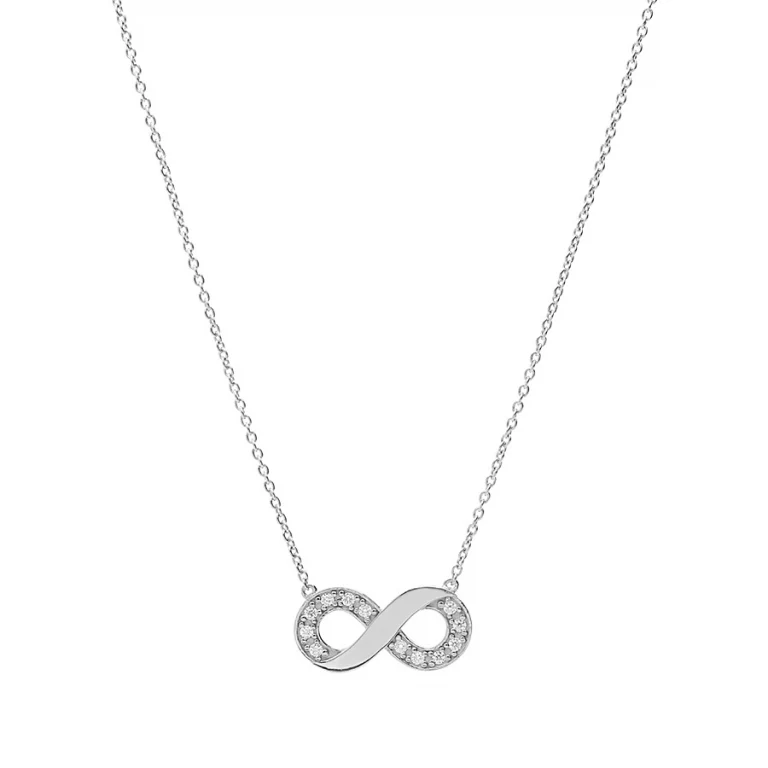 Collier infini serti d’oxydes blancs gravé – Argent 925 rhodié | Azuline