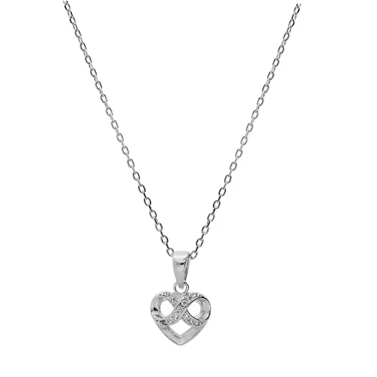 Collier infini dans un cœur serti – Argent 925 rhodié | Azuline