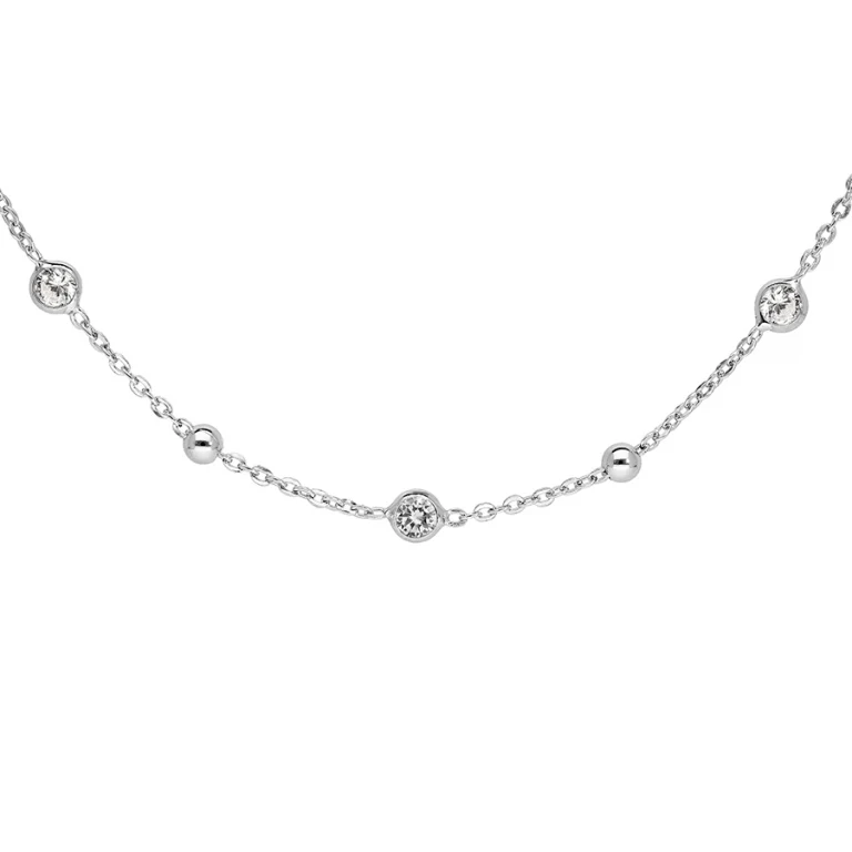 Collier oxydes blancs sertis – Argent 925 rhodié | Azuline