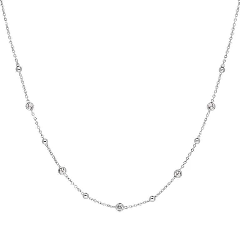 Collier oxydes blancs sertis – Argent 925 rhodié | Azuline