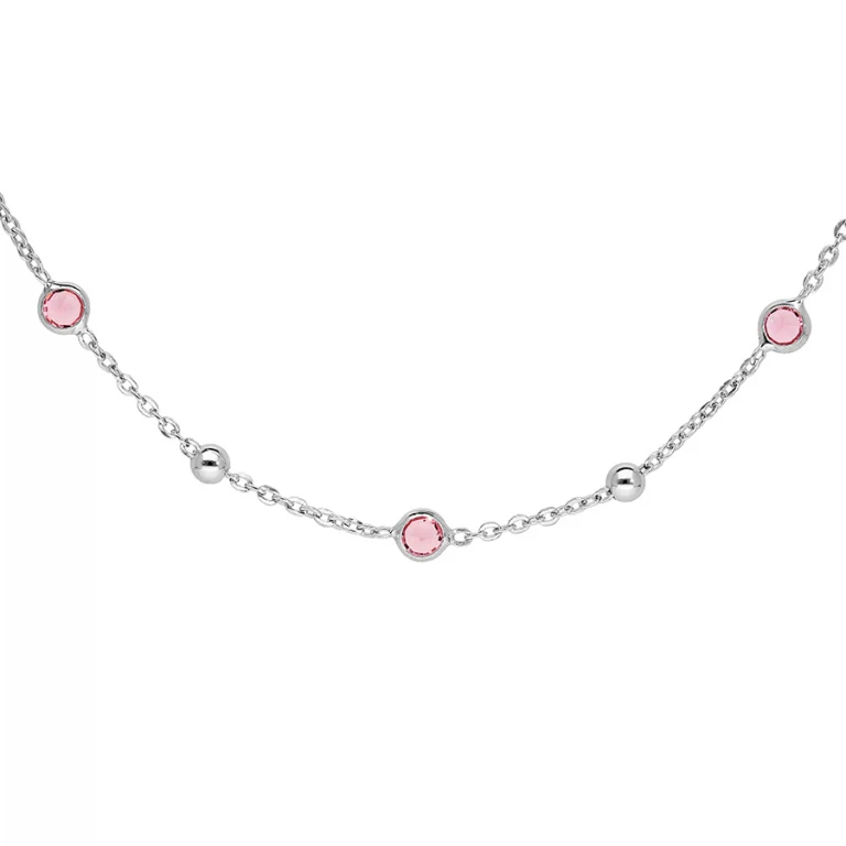 Collier boules à pierres roses synthétiques – Argent 925 rhodié | Azuline