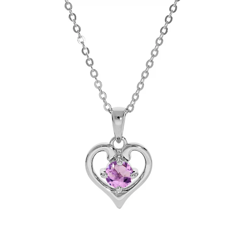 Collier cœur à améthyste véritable – Argent 925 rhodié | Azuline