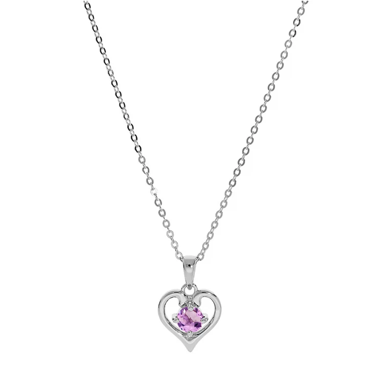 Collier cœur à améthyste véritable – Argent 925 rhodié | Azuline