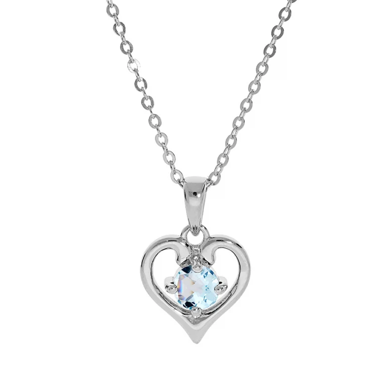 Collier cœur à topaze bleu véritable – Argent 925 rhodié | Azuline