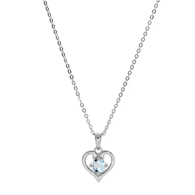 Collier cœur à topaze bleu véritable – Argent 925 rhodié | Azuline
