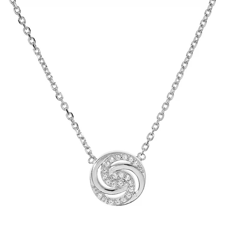 Collier cercle torsadé serti d’oxydes blancs – Argent 925 rhodié | Azuline