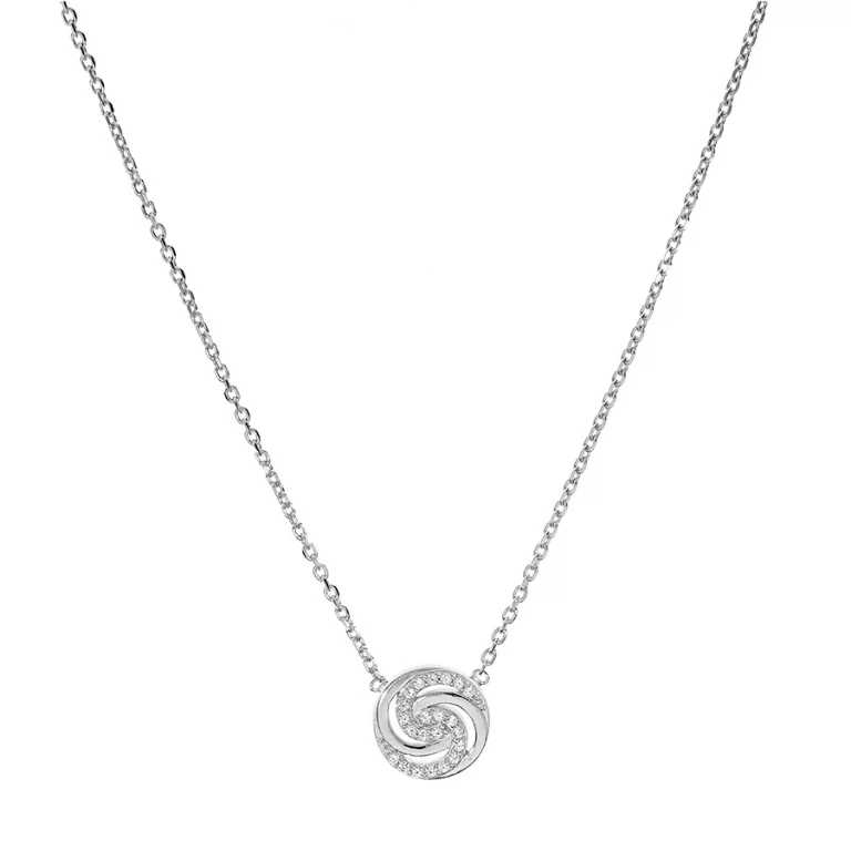 Collier cercle torsadé serti d’oxydes blancs – Argent 925 rhodié | Azuline